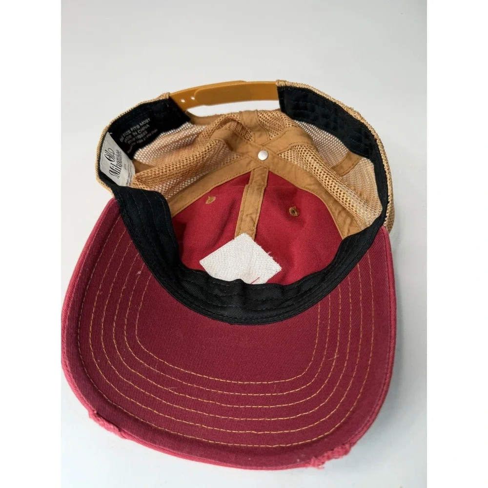Old Milwaukee Beer Men's Mesh Back Snapback Hat Red/Brown